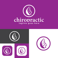 Chiropractic logo.Spine symbol.Round Shape.Massage, back pain and osteopathy icon.Creative Symbol.Vector illustration.