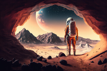 Scientific Expedition of an Astronaut on a Remote Planet, generative ai