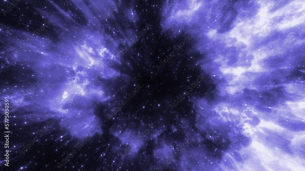 Aufkleber cosmic stream with particles and flickering glow. motion. bright cosmic glow of space with stream. s