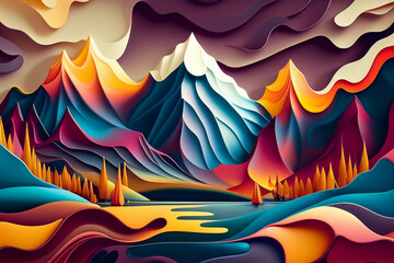 Abstract 3d liquid mountain landscape background banner, for graphic resources, header or webdesign.