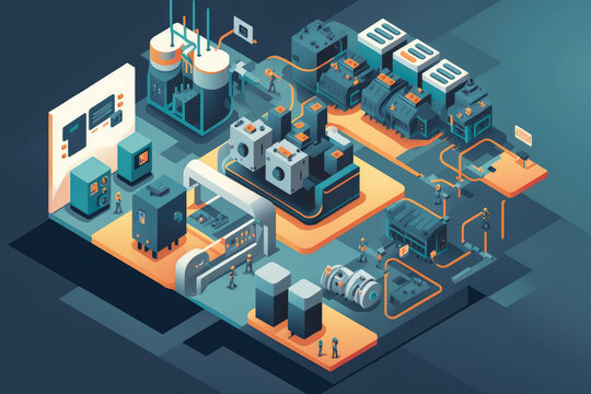 The Internet of Things revolutionizing manufacturing processes, with connected machines and smart systems for increased productivity and efficiency, generative ai