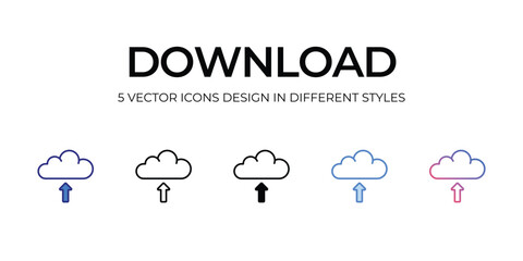 download Icon Design in Five style with Editable Stroke. Line, Solid, Flat Line, Duo Tone Color, and Color Gradient Line. Suitable for Web Page, Mobile App, UI, UX and GUI design.