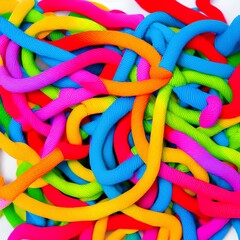 Dog toy - colorful cotton rope for games, isolated on white background with copy space - generative ai