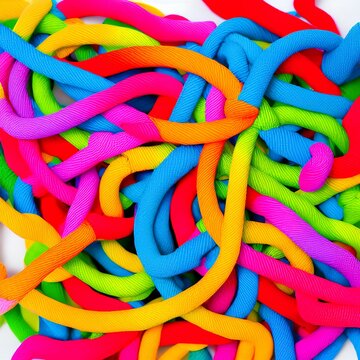 Dog toy - colorful cotton rope for games, isolated on white background with copy space - generative ai © unalcreative