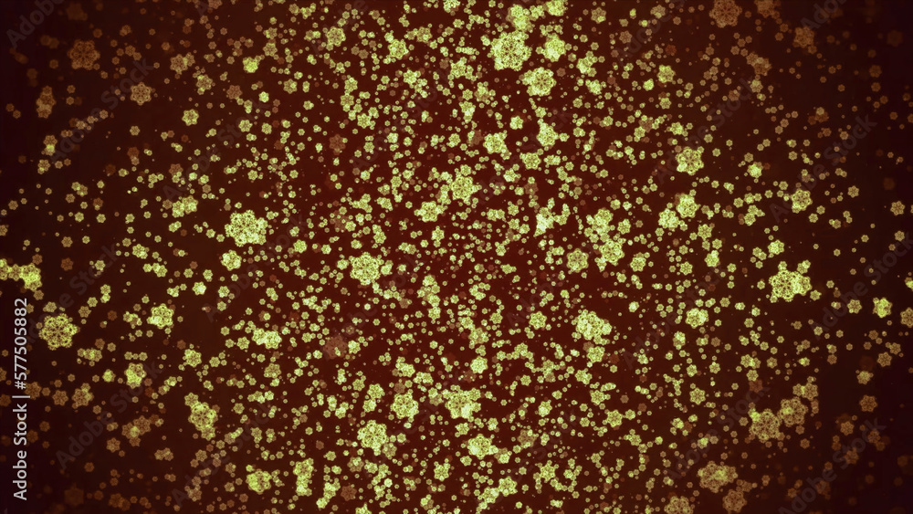 Poster animation of moving bacteria in space. motion. space filled with flying charged particles. painful p