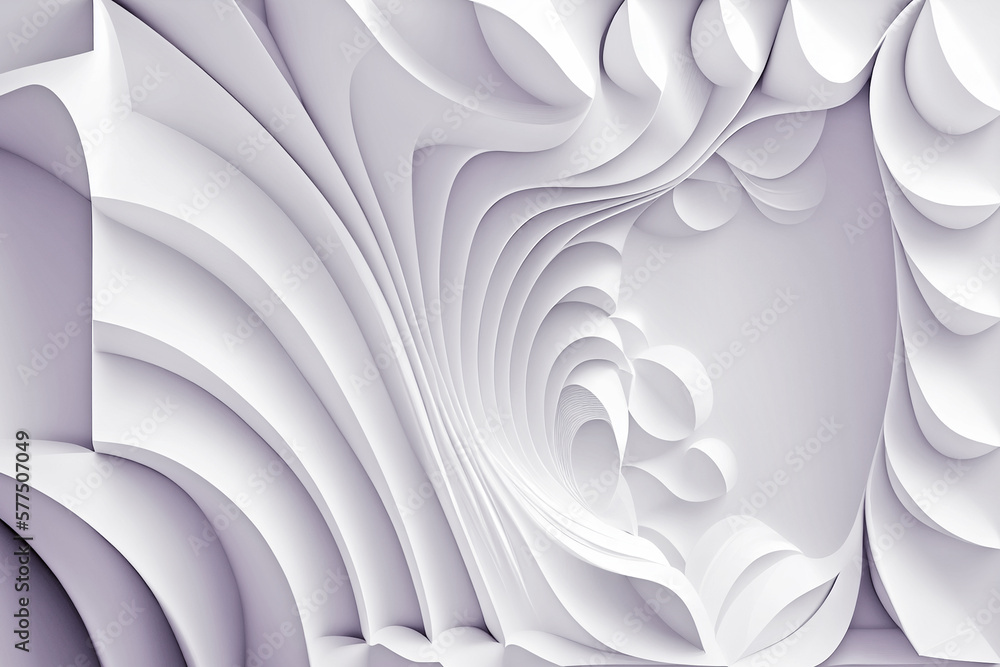 Poster white geometric background with soft waves, origami, 3d rendering. generative ai