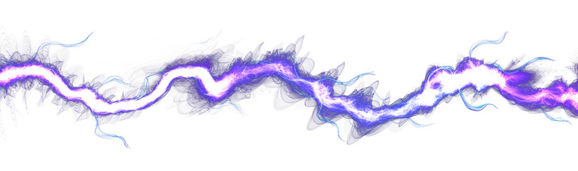 Obraz premium Blue lightning, power energy charge, abstract background. Blitz effect. Night storm flash, thunderstorm. Thunder shock isolated. Digital art dynamic illustration. png