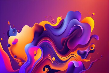 Abstract colorful background. Oil and water drops. Rainbow blurred texture. 3d render illustration, empty space, Generative AI - obrazy, fototapety, plakaty
