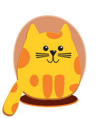 Red cartoon cat. Cute red cat. Cute ginger cat. Vector cartoon flat illustration. Funny playful kitten isolated on a white background.
