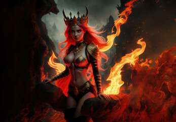 Devil woman with fire