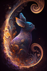 galaxy and stars spiral smoke bunny, Generative AI