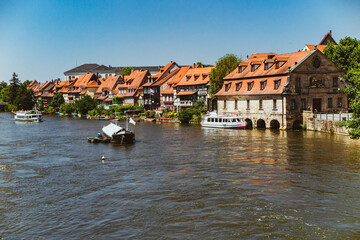 Obraz premium Klein Venedig in Bamberg an der Regnitz, Urlaub in Bamberg in Bayern, Urlaub in Franken, Urlaub in Deutschland, Städteurlaub