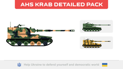 Vector AHS Krab. Polish 155 mm self-propelled artillery. NATO. Ukraine © Isychenko.Graphics