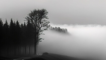 Natural background - Embrace the Magic of the Foggy Forest with This Stunning Natural Landscape - ai generated