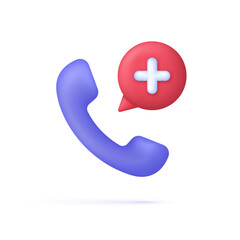 Obraz premium 3D Medical call phone isolated on white background. Emergency call. Medical phone number.