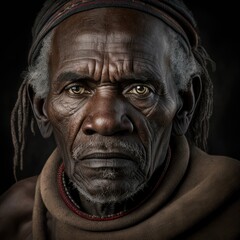 Portrait, adult man from the Pygmy Tribe, Ai Generative.