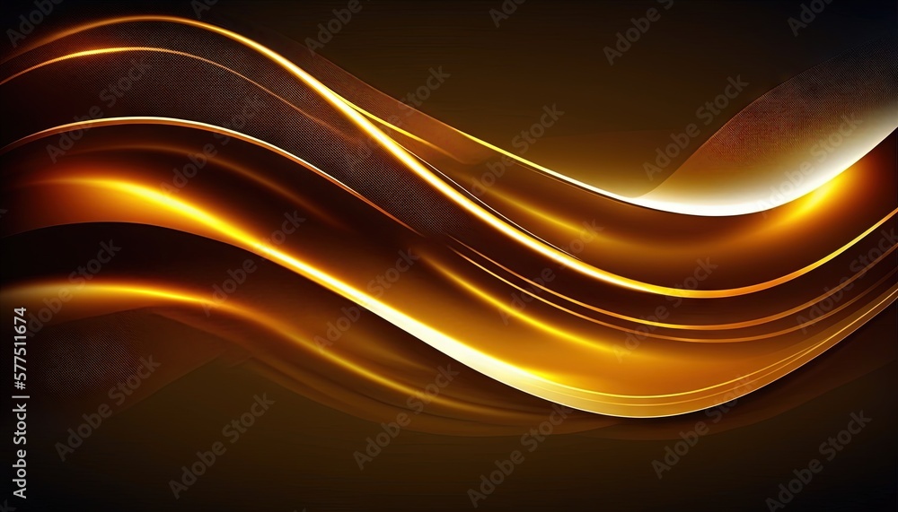 Poster a brown and yellow abstract background with wavy lines and curves on a black background with a black