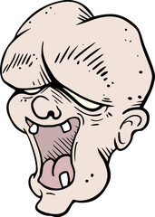 ugly head with open mouth