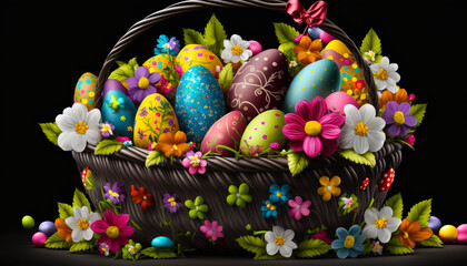 Fototapeta na wymiar Easter Joy in Every Bite - This Basket is Packed with Flavor and Fun - ai generated.