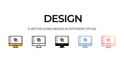 design Icon Design in Five style with Editable Stroke. Line, Solid, Flat Line, Duo Tone Color, and Color Gradient Line. Suitable for Web Page, Mobile App, UI, UX and GUI design.