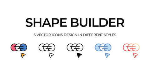 shape builder Icon Design in Five style with Editable Stroke. Line, Solid, Flat Line, Duo Tone Color, and Color Gradient Line. Suitable for Web Page, Mobile App, UI, UX and GUI design.