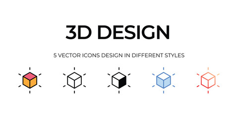 3d design Icon Design in Five style with Editable Stroke. Line, Solid, Flat Line, Duo Tone Color, and Color Gradient Line. Suitable for Web Page, Mobile App, UI, UX and GUI design.