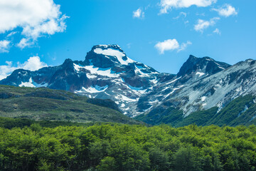 Landscape of Argentine Patagonia at the trail to Laguna Esmeralda (Emerald Lake) - Ushuaia, Argentina