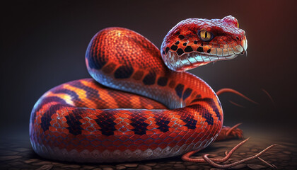 Fototapeta premium red venomous snake, generative ai
