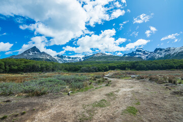 Landscape of Argentine Patagonia at the trail to Laguna Esmeralda (Emerald Lake) - Ushuaia,...