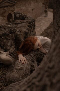Woman in nature, trees