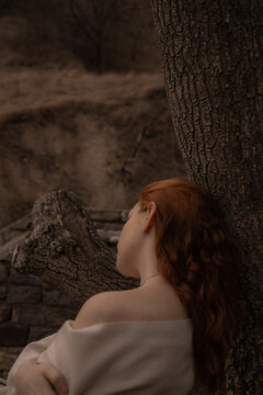 Woman in nature, trees