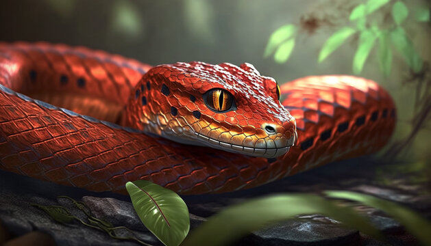 red venomous snake, generative ai
