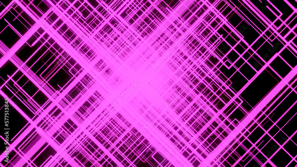 Poster light pink mesh. design.a bright web on a black background in animation diverging in different direc