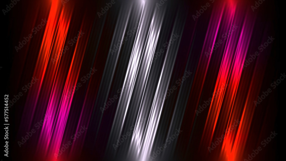 Poster diagonal stripes move with shining lines on black background. motion. animation with light stripes a