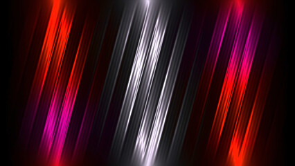 Diagonal stripes move with shining lines on black background. Motion. Animation with light stripes and ray effect. Stylish striped lines with moving light beams
