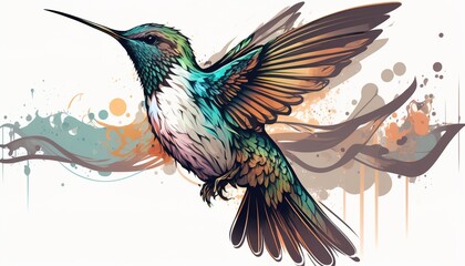 Obraz premium hummingbird illustration for tattoo or wall sticker