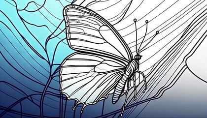  a picture of a butterfly flying in the air with a blue background.  generative ai