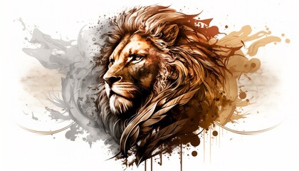 lion illustration for tattoo or wall sticker