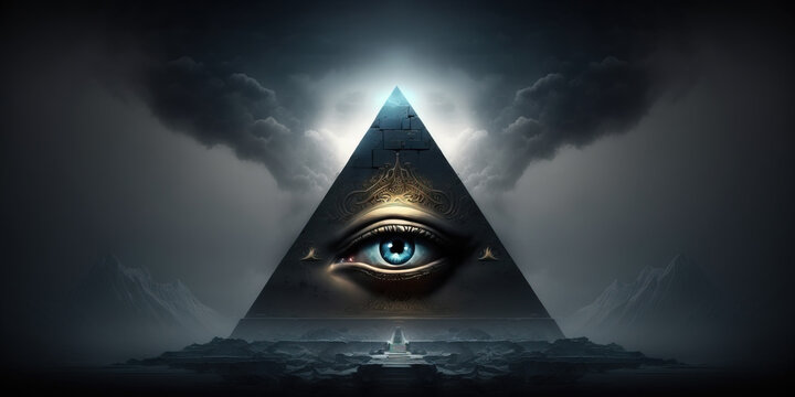 Eye of Providence, eye enclosed in a triangle. Generative AI
