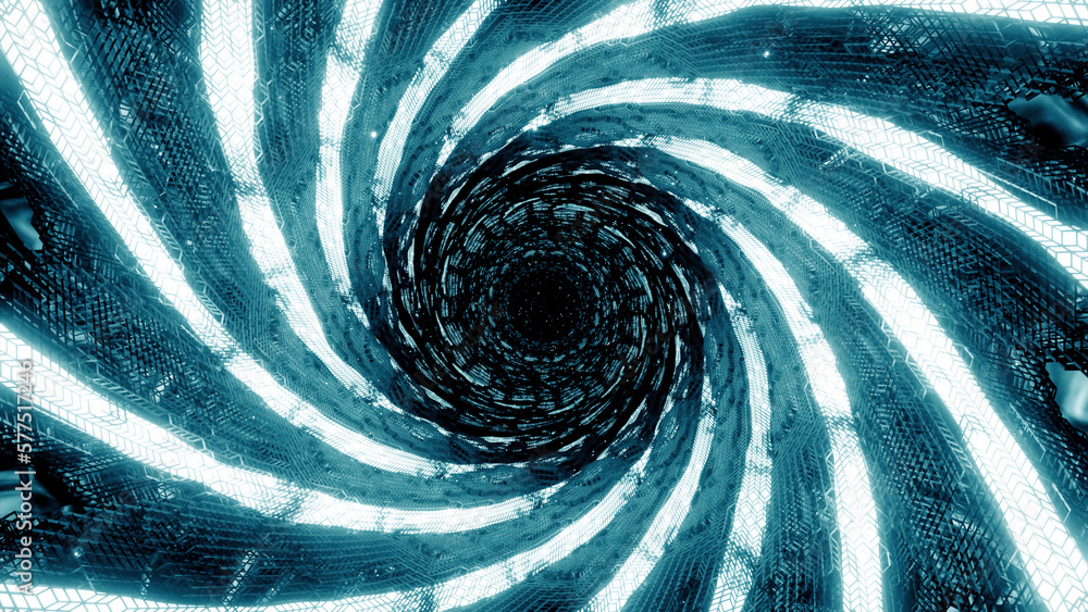 Aufkleber blue and pink tunnel. design.a bright animation in which a bright empty corridor with illuminated wa