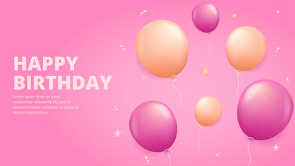 Balloon background, happy birthday, sale, holiday vector 3d illustration concept. Three dimensional concept for landing page, template, ui, web, mobile app, poster, banner, flyer, postcard, card.