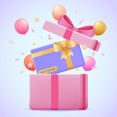 Gift certificate, voucher, coupon vector 3d illustration concept. Three dimensional icon for landing page, template, ui, web, mobile app, poster, banner, flyer.