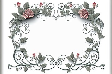 Elegant, classic and romantic flower frame background illustration, Generative AI