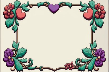 Cartoonish flower frame background, Generative AI