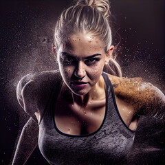 portrait of beautifull blonde fitness woman in gym generative ai 