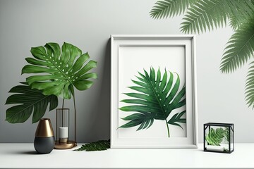picture frames with green leaves. Generative AI