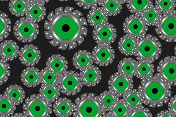 Green Circulation Saws Seamless Pattern Background, Vector Illustration
