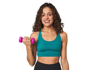 See her strength shine! This athletic woman rocks her workout with style and determination.