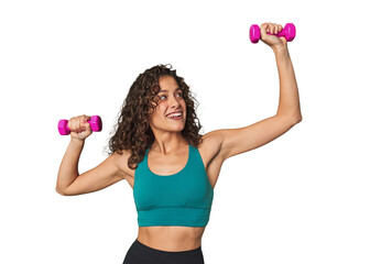 See her strength shine! This athletic woman rocks her workout with style and determination.