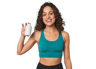 Boosting her health! This fit woman knows the benefits of adding dietary supplements to her already healthy lifestyle.